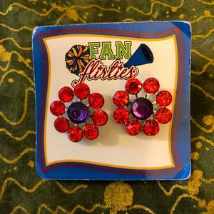 Fan Flirties Pierced Rhinestone Pom Pom Earrings